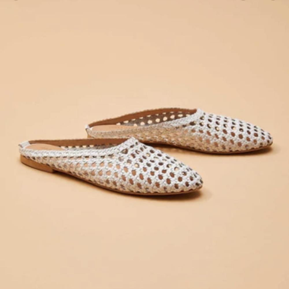 Salt + Umber SHANTI WHITE Open Weave Mules Clogs Slip-on Flats Shoes Size 9